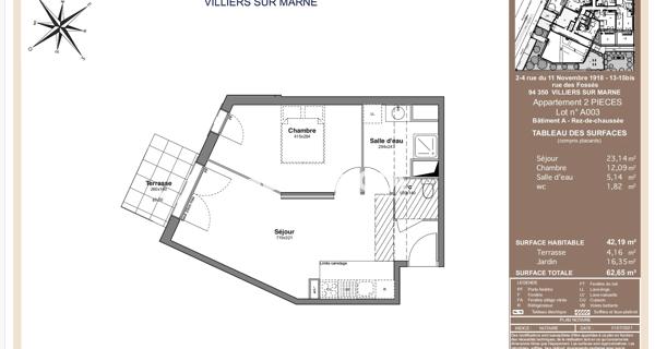 Location Appartement 2 pièces 42.19 m² - Villiers-sur-marne 94350