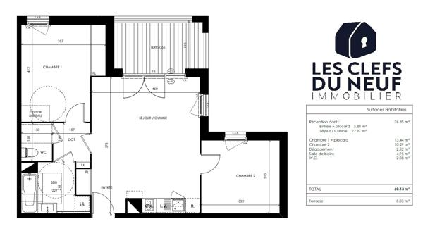 Appartement 3 pièces 65m² + Terrasse + Parking sous-sol ! BARRIERE DE PARIS