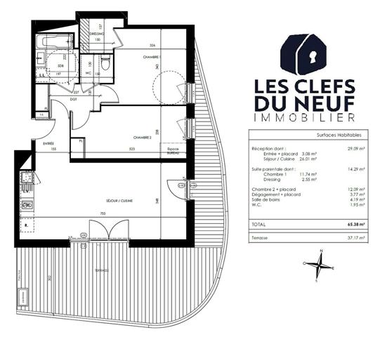Appartement 3 pièces 65m² + Terrasse + Parking sous-sol ! BARRIERE DE PARIS