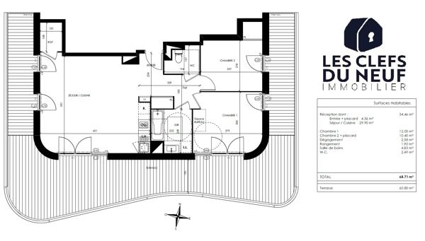 Appartement 3 pièces 65m² + Terrasse + Parking sous-sol ! BARRIERE DE PARIS