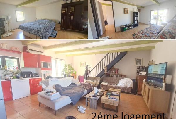 Doubles habitation de 105m² et 100m² + gîte 44m² et garage 97m² sur 545m² de terrain