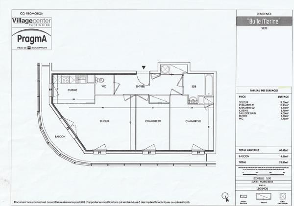 Sète (34200) SETE (34) Appartement T3 MEUBLE de 61 m2