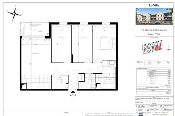 Location Appartement 4 pièces 75.93 m² - Provins 77160