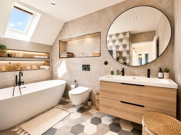 *** EXCLUSIVITÉ BSK IMMOBILIER ***

Unique sur le secteur. En fond de square et à proximité coulée verte et écoles, grande maison familiale de 180 m2 édifiée sur un terrain sans vis-à-vis de 800 m2 piscinable. 

Vaste entrée "cathédrale" qui s'ouvre sur une pièce à vivre de 70 m2 environ.  20 m2 de cuisine haut de gamme entièrement équipée SMEG. Salon connecté et salle à manger avec cheminée. 
Terrasse et jardin. 

Toujours au RDC, une chambre ou bureau, buanderie, salle d’eau et garage double isolé et carrelé avec porte motorisée.  

L'étage entièrement parqueté, grand palier baigné de lumière, SDB et 3 chambres 13, 17, 25 m2 dont une très belle suite parentale avec son dressing et sa salle d'eau italienne.  

Une maison idéalement située. Une rénovation récente et totale aussi bien du point de vue de l'aménagement et de l'équipement que du point de vue technique  : chauffage (PAC 2023), plomberie et électricité neuves. Maison réisolee en 2022 pour un DPE en B. 

Une visite ne manquera pas de vous séduire.