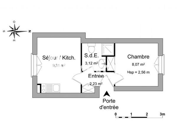 Location Studio 23.23 m² - 8 RUE EMILE GUYADER Brest 29200