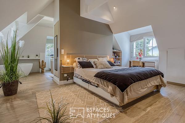 Chaumière contemporaine avec piscine