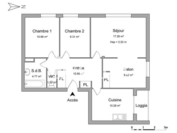 Location Appartement 4 pièces 74.69 m² - 1 SQUARE DES ETATS GENERAUX Rennes 35000
