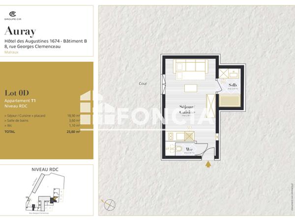 Location Studio 23.6 m² - Auray 56400