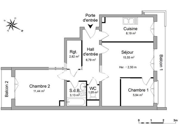 Location Appartement 2 pièces 54.9 m² - 4 ALLEE JEAN FOURCADE Les Mureaux 78130