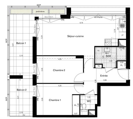 RENNES THABOR - FOUGERES (Bd de Metz) - Appartement T3 avec BALCON