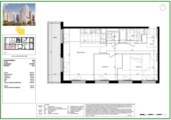 Appartement à vendre 3 pièces 65 m² Saint-Denis
