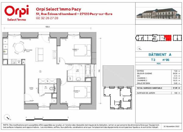 Appartement à vendre    2 pièces •  Caillouet-Orgeville