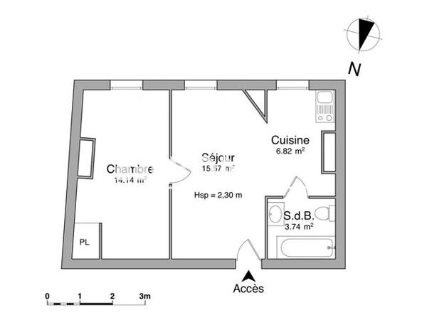 Location Appartement 2 pièces 40.3 m² - 33 RUE HENRI BAZIN Nancy 54000