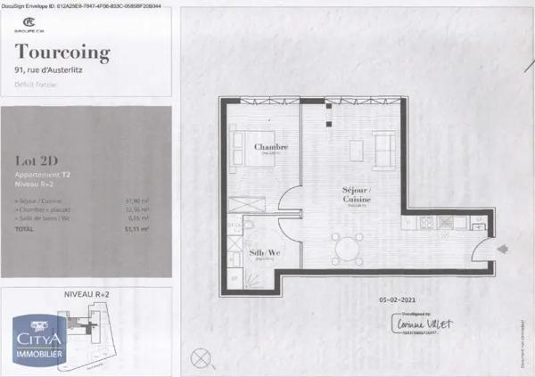Appartement à louer 2 pièces 51.11m² Tourcoing (59200)