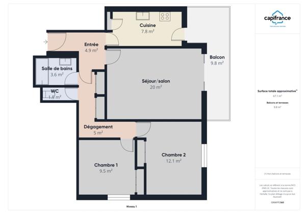 Appartement T3 57 m². avec garage et cave - TOULOUSE (31)