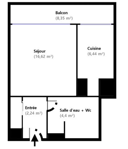 Appartement 1 pièce - 33 m²