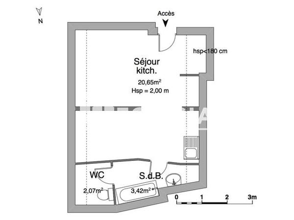 Location Studio 26.14 m² - 144 RUE GERLAND Lyon 69007