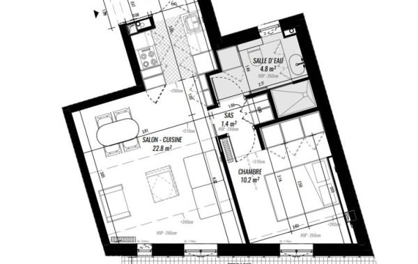 Vente Appartement P2 2P 40 m2 - Terrasse - Dernier Etage neuf Paris 19ème   