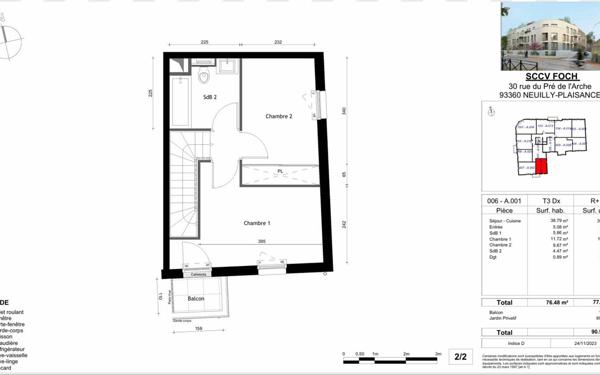 Appartement à vendre    3 pièces • 77,48 m2 Neuilly-Plaisance