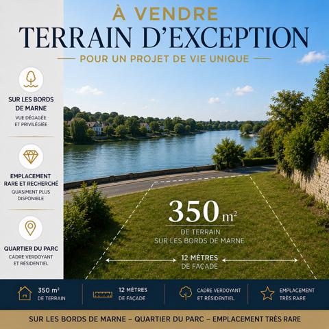 RARETÉ ABSOLUE – TERRAIN CONSTRUCTIBLE EN BORDS DE MARNE – QUARTIER DU PARC À SAINT-MAUR