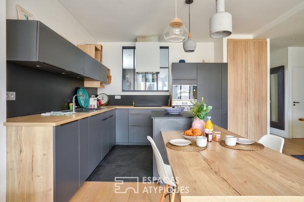 Appartement contemporain avec jardin partagé