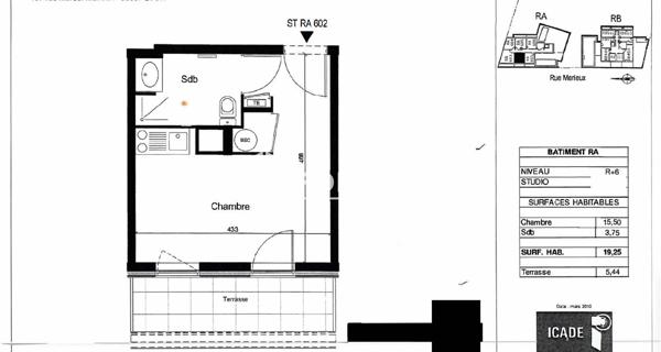 À vendre Studio 19.25 m² - Lyon 69007