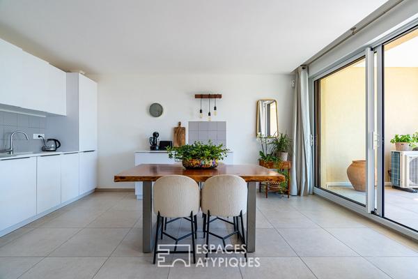 Appartement contemporain avec vue extérieur au calme