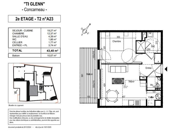 TI GLENN-23 - UN PROGRAMME NEUF AU COEUR DE CONCARNEAU - APPARTEMENT T2 43.40 M²