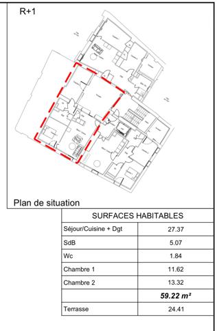 Lodève (34700) Lot 4 - Appartement 3 pièces de 59 m2 et sa terrasse de 24 m2