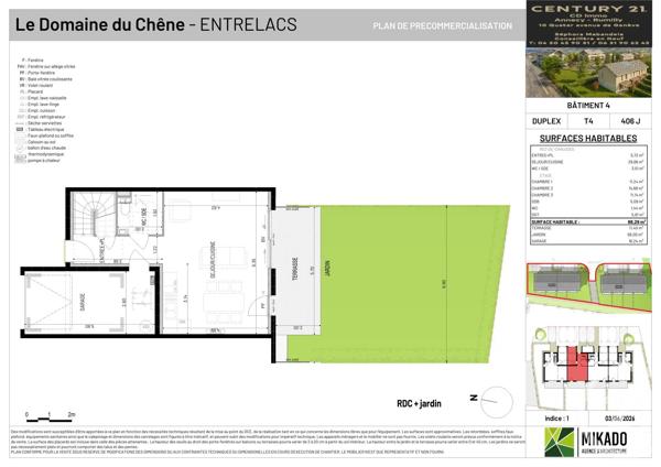 Maison à vendre  4 pièces - 88,29 m 2   ENTRELACS  - 73