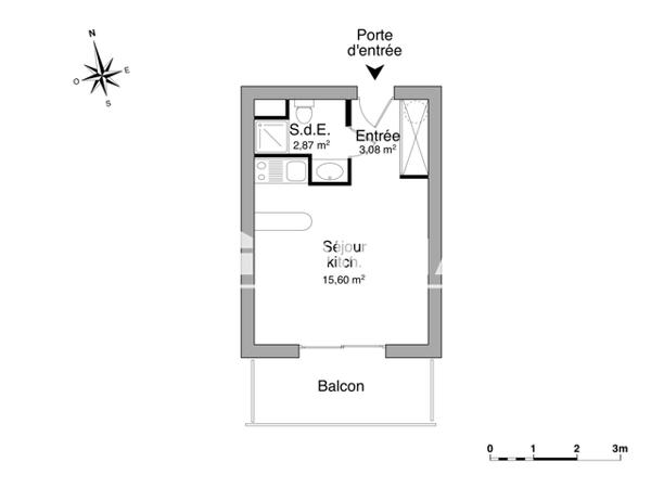 Location Studio 21.55 m² - 6 RUE GEORGES MORVAN La Rochelle 17000