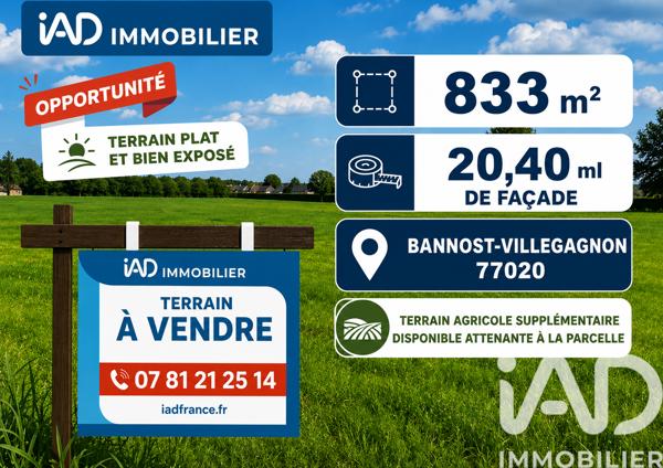Terrain à vendre 833 m² Bannost-Villegagnon