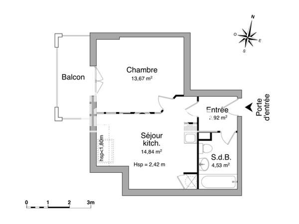 Location Appartement meublé 2 pièces 35.96 m² - 6 RUE RACINE Illkirch-graffenstaden 67400