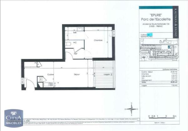 Appartement à louer 2 pièces 44.38m²