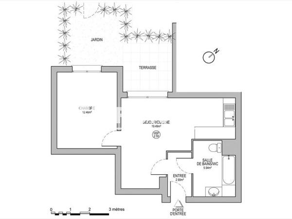 Location Appartement 2 pièces 40.92 m² - 1 ALLEE SAINT SAUVEUR LE VICOMTE Oberhausbergen 67205