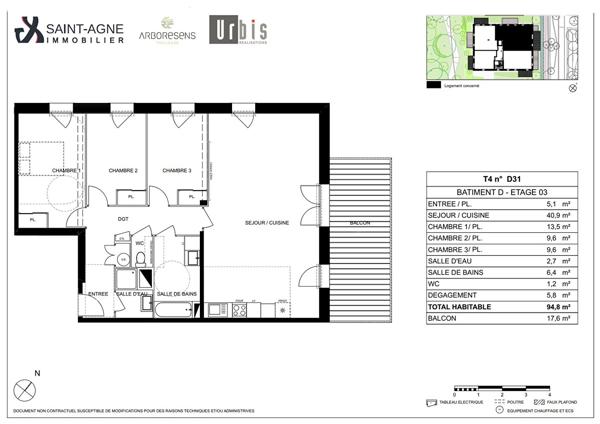 À LOUER - TOULOUSE SAINT-MARTIN-DU-TOUCH  T4 de 95 m² avec balcon 17,6 m² - 2 parking sous sol - G1330