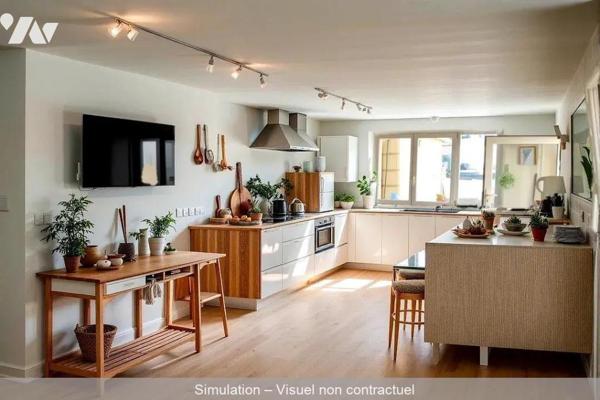 Maison de bourg de 66m² à rénover 
Toiture en ardoises, Fenêtres en PVC double vitrage.
Un sa...