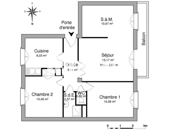 Location Appartement 3 pièces 63.51 m² - 15 RUE BARRAL DE MONTFERRAT Grenoble 38100