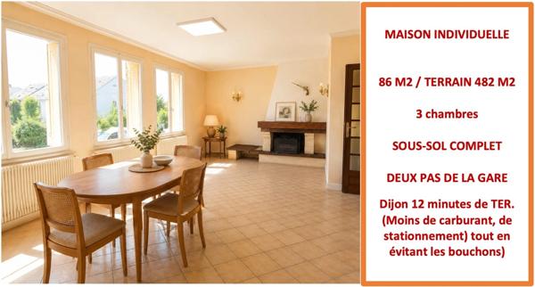 GENLIS (21110) Maison individuelle à vendre 5 pièces, 3 chambres possibilité 4, sous-sol complet avec garage sur 482m2
