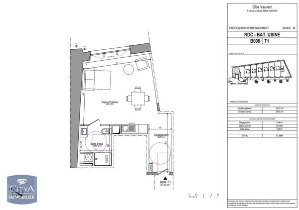 Appartement à louer 1 pièce 36.4m² Angers (49100)