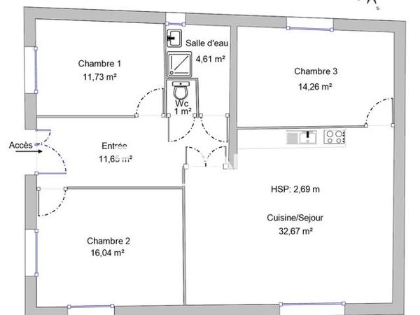 Location Appartement 4 pièces 91.96 m² - 10 AVENUE DU GARDON Moussac 30190