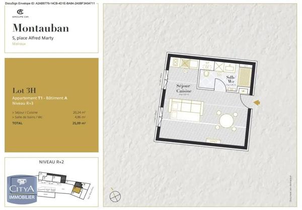 Appartement à louer 1 pièce 25.17m²