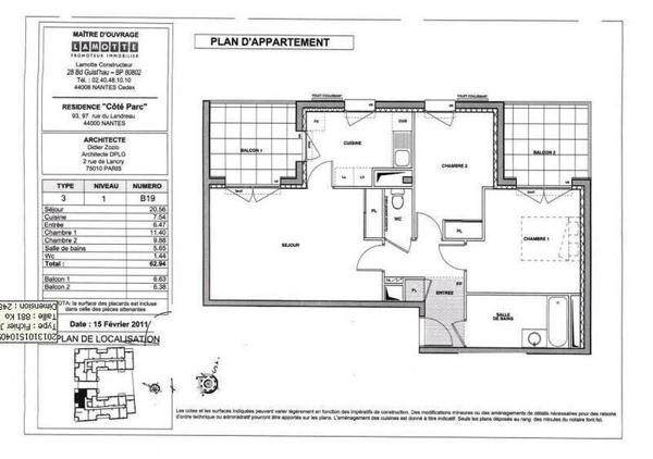 Appartement 3 pièces - 44300 Nantes