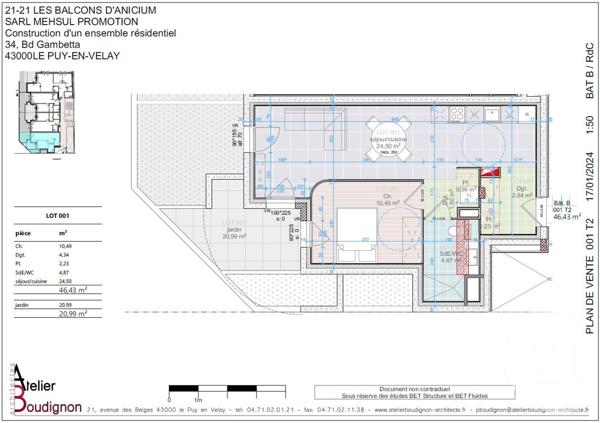 appartement à vendre  3 pièces - 46,43 m2 LE PUY EN VELAY - 43