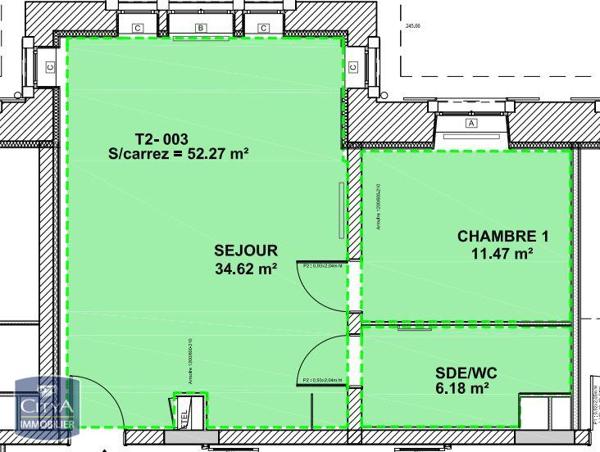 Appartement à louer 2 pièces 52.27m²