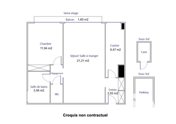 Appartement à vendre 2 pièces 49 m² Courbevoie