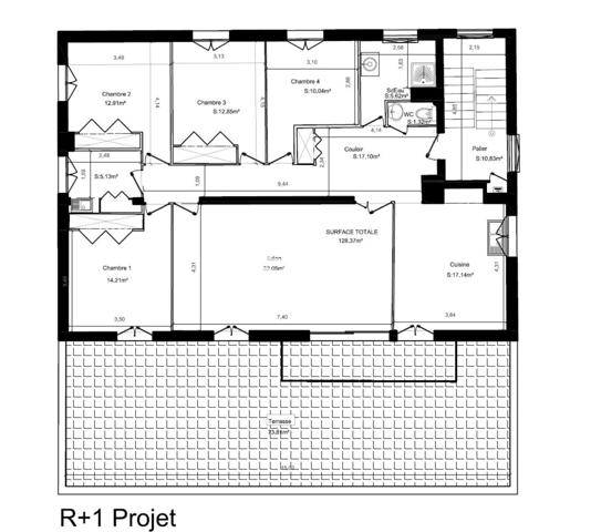 T5 à rénover avec cave + parking+ terrasse de 73m²