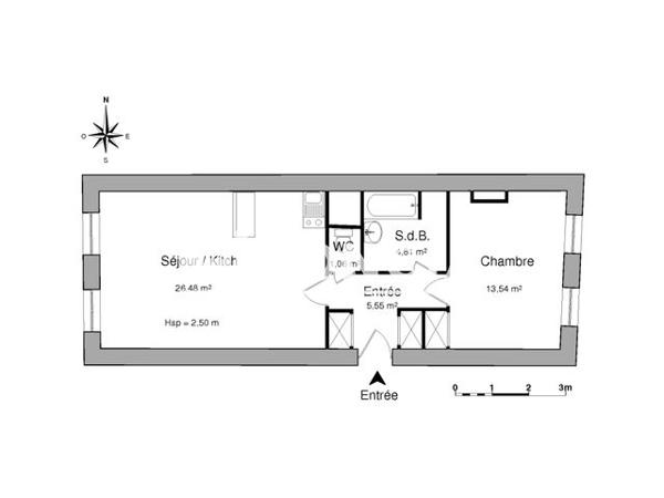 Location Appartement 2 pièces 51.44 m² - 44 RUE DE VERDUN St Vallier 26240