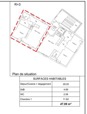 Lodève (34700) Lot 9 - Appartement 2 pièces de 48 m2 au troisième et dernier étage avec ascenseur