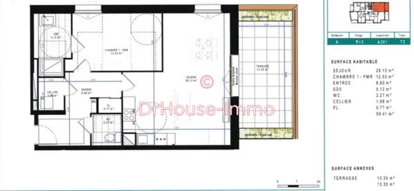 Appartement à vendre 2 pièces de 59 m²